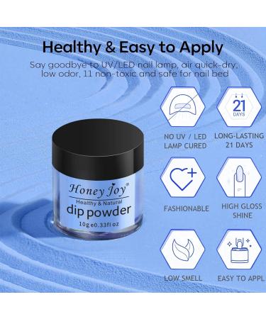 Honey Joy Dip Powder Nail Kit - Starter Set 4 Colors - Navy Blue, Sky Blue, Purple Glitter - No LED Lamp Needed - 7pcs Set for DIY Manicure - Buy Online on SooperMarket.com