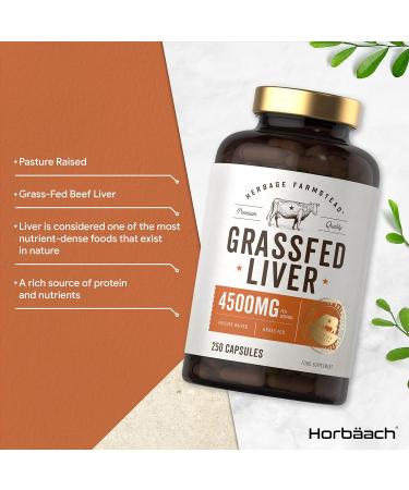 Grass Fed Beef Liver Capsules - 250 Count | Desiccated & Preservative-Free | Pasture Raised | Herbage Farmstead - Buy Online on SooperMarket.com