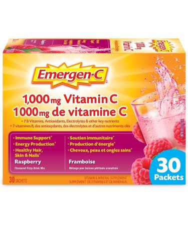 Emergen-C Raspberry (30 Count) 1000mg Vitamin C/Electrolytes/B Vitamins Mineral Supplement & Lemon-Lime (30 Count) 1000mg Vitamin C/Electrolytes/B Vitamins Mineral Supplement Vitamin + Vitamin C - Buy Online on SooperMarket.com