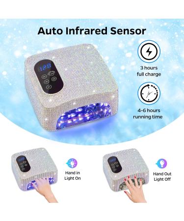 Cordless UV LED Nail Lamp COLORENE 72W Rechargeable Sparkly Nail Light Quick Curing Dryer Professional Nail Dryer Gel Polish Light with 4 Timer Setting Auto Sensor for Salon Home Nail Art Diamond - Buy Online on SooperMarket.com