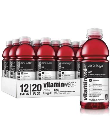 vitaminwater zero xxx, açai-blueberry-pomegranate flavored, electrolyte enhanced bottled water with vitamin b5, b6, b12, 20 fl oz, 12 pack