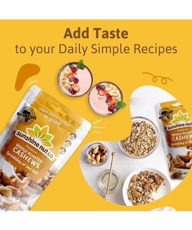 Sunshine Nuts Co. Whole Roasted Lightly Salted Cashews - Gluten Free, Peanut Free, Vegan Snack Packs - GMO Free - 2 Pack, 7 oz. Each - Buy Online on SooperMarket.com