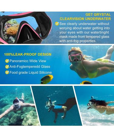 Gimilife Swim Mask - Anti-Fog Diving Goggles with Nose Cover and Earplugs for Adult Snorkeling & Scuba Dive - Black/Pink - Buy Online on SooperMarket.com