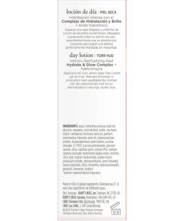 Burt's Bees Truly Glowing Hydrating Daily Face Lotion Face Cream Moisturizer for Dry Skin with Hyaluronic Acid 98.9% Natural Origin Developed with Dermatologists 51g Day Lotion for Dry Skin - Buy Online on SooperMarket.com