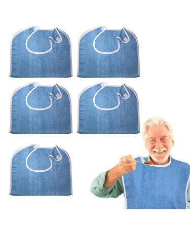 Bibs for Adults Adult Bibs for Eating 5PCS Absorbent Large Adult Bibs for Elderly Women Men Terry Cloth Bibs with Loop Closure Clothing Protectors