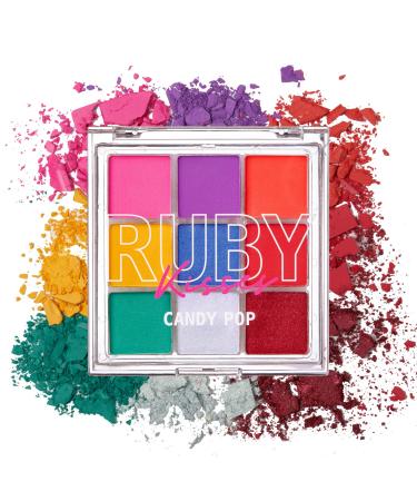 Ruby Kisses Eyeshadow Palette Highly Pigmented Eye Makeup 9 Shades Matte Shimmer Metallic Eyeshadow Palette (Candy Pop)