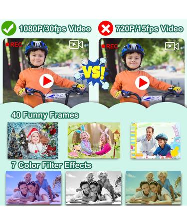 PROGRACE Kids Camera Waterproof Gift Toy - Children Digital Video Camera Underwater Camera for Kids 1080P Camcorder Toddler Sports Camera for Boys Birthday Learn Camera Pool Toys Age 3-14 Green - Buy Online on SooperMarket.com