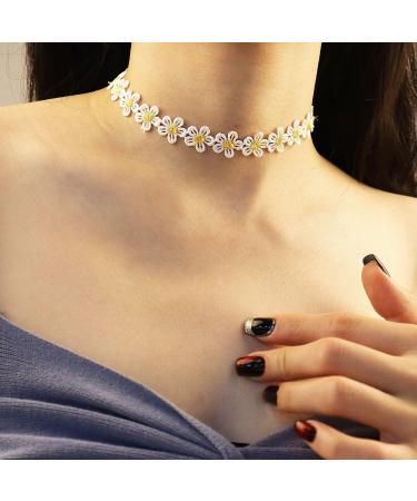 Shop Bethynas Colorful Floral Choker Necklace | Vintage Daisy Flower Neckband for Women & Teen Girls Perfect Bridal Party Neck Jewelry | Adjustable Clavicular Design - Buy Online on SooperMarket.com