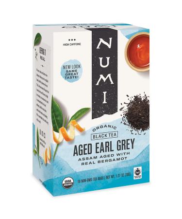 Numi Organic Tea Aged Earl Grey, 18 Count Box of Tea Bags (Pack of 3) Black Tea (Packaging May Vary) Aged Earl Grey 18 Count (Pack of 3)