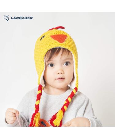 LANGZHEN Toddler Kids Winter Hat Earflap Knit Cap for Boys Girls 2-4 Years - Yellow - Buy Online on SooperMarket.com