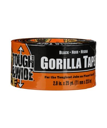 Gorilla Tough & Wide Duct Tape, 2.88" x 25yd, Black, (Pack of 1) Black 25yd 1 - Pack