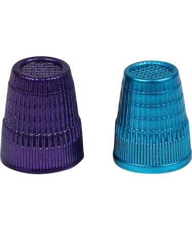 SINGER Slip Stop Thimbles Size Large and XLarge Metallic Blue and Purple - Set of 2 2-Pack Large/X-Large