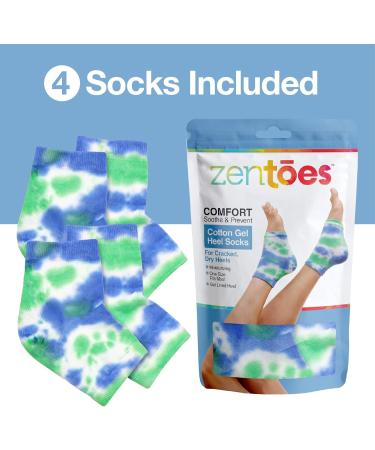 Zentoes Moisturizing Heel Socks - 2 Pairs of Gel-Lined Toe-Free Spa Socks for Dry Cracked Heels - Blue Batik Color - Buy Online on SooperMarket.com