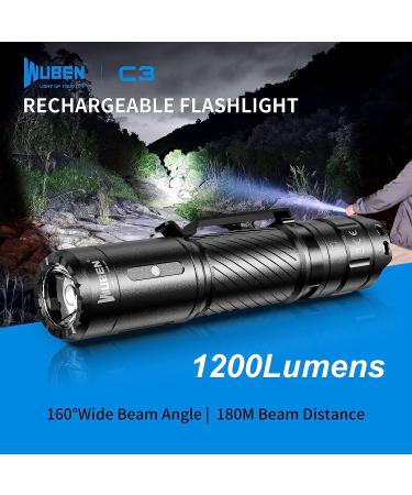 WUBEN C3 Flashlight | 1200 Lumens Rechargeable Tactical LED Flashlight | 6 Modes, IP68 Waterproof, Pocket-Sized EDC Light for Emergency, Rescue, Hunting - Buy Online on SooperMarket.com