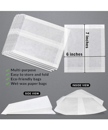 200 Pack Plain Glassine Wax Paper Sandwich Bags - Grease Resistant Parchment White Glossy - 7 x 6 x 1 Inches - Food Snack Wraps Baggies Sleeves - 200 Count - Buy Online on SooperMarket.com