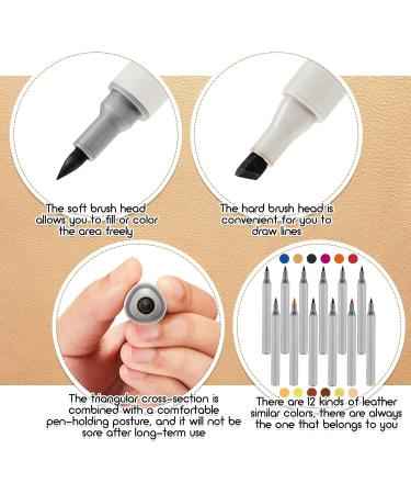 Leather Dye Marker Pens - 12 Pack Dual Tip Touch Up Pen Set for Shoe Repair - 12 Colors - Buy Online on SooperMarket.com