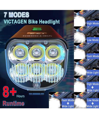 Victagen 6 LED Bike Light 5000 Lumens | Super Bright Front Headlight for Night Riding | Waterproof & Rechargeable | High/Low Beam | Includes Taillights - Buy Online on SooperMarket.com