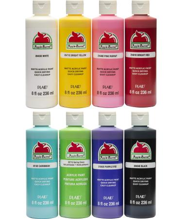 Apple Barrel Acrylic Craft Paint Set Matte Finish Set of 8 8 Fl Oz (Pack of 8) Assorted