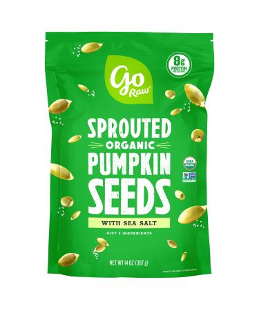 Go Raw Pumpkin Seeds with Sea Salt, Sprouted & Organic, 14 oz. Bag | Keto | Vegan | Gluten Free Snacks | Superfood