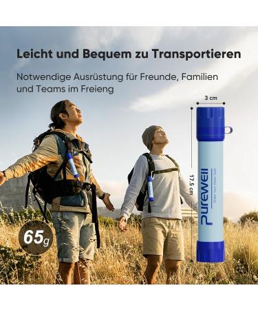 PureWell Portable Water Filter - Removes 99.99% Pollutants for Hiking Trekking & Travel - 1 Pack - Buy Online on SooperMarket.com