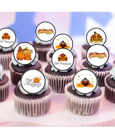 PRECUT Thanksgiving Cupcake Toppers Edible Thanksgiving Mini Cake Decorations - Edible Fall Party Decorations Thanksgiving Cake Topper Edible Pumpkin Cake Decorations (24) - Buy Online on SooperMarket.com