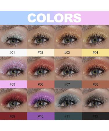Eyeshadow Liquid - 12 Colors Shimmer Eyeshadow Waterproof Quick-Drying Long Lasting Sparkling Kit for Shiny Makeup Puchen - Buy Online on SooperMarket.com