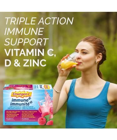 Emergen-C Immune+ 1000mg Vitamin C Powder Supplement Drink Mix Immune System Booster Rasberry 24 Packets Raspberry 24 Count (Pack of 1) - Buy Online on SooperMarket.com