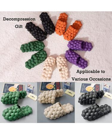 Cloud Cushion Bubble Slides Slippers for Women Men - Non-slip Spa Reflexology Sandals for Stress Relief - Black, Size 9.5-10 Women/7.5-8 Men - Buy Online on SooperMarket.com