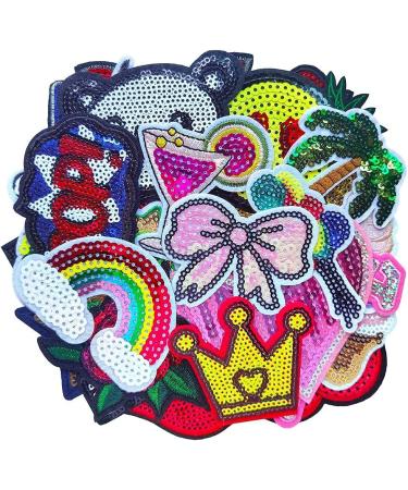Qingxi Charm 32pcs Sequins Embroidered Patches - DIY Craft Embellishments for Clothes, Hats, Shoes - Assorted Styles - Buy Online on SooperMarket.com