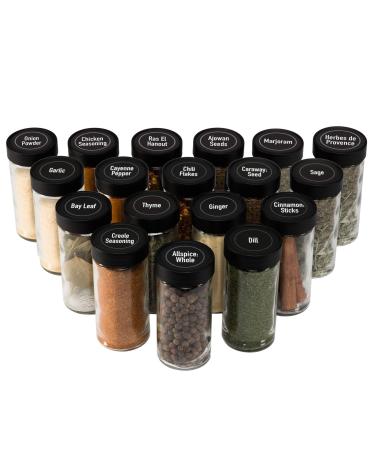 AllSpice 4" Glass Spice Jars 4 fluid ounces- 18 Pack 18 4oz Jars