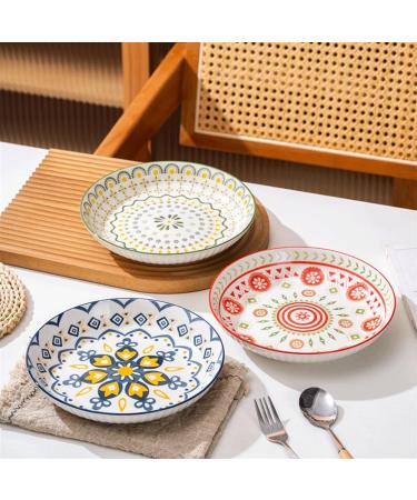 Serving Plates 4pc Dinner Plate Simple Romantic Cream Ceramic Embossed Afternoon Tea Home Dessert Plate Fruit Plate Bread Plate for Kitchen Restaurant Banquet Kitchen Decoration for Appetizer Dinner  - Buy Online on SooperMarket.com