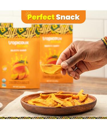Organic Dried Mango Slices 16oz - No Sugar Added, All-Natural, Non-GMO | Tropicaux Reign - Preservative-Free Nutritious Snack - Buy Online on SooperMarket.com