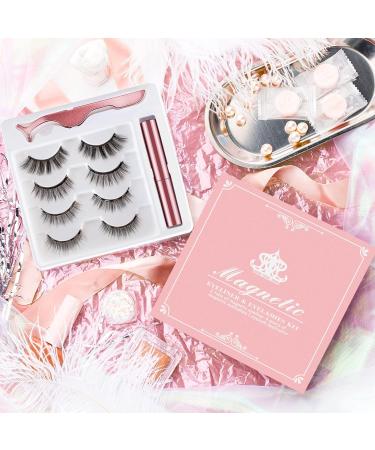 Soft Reusable Magnetic Eyelashes Kit - Waterproof, Long Lasting, 4 Pairs of Natural Look 3D Lashes with Magnetic Eyeliner - No Glue Needed - Buy Online on SooperMarket.com