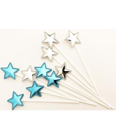 Buy Ailexi Handmade 10-Piece Leather Reflective Glitter Cake Toppers - Light Blue & Silver Stars for Cupcakes & Ice Cream - Buy Online on SooperMarket.com