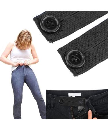 5PCS Adjustable Waist Extender Button Extenders - Black Elastic Waist Extension for Trousers, Pants, Shorts - Buy Online on SooperMarket.com