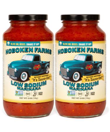 Hoboken Farms Low Sodium Marinara Sauce - Keto Certified, No Sugar Added, Non GMO Project Verified, Kosher, Vegan, Plant Based, and Paleo Friendly (2-Pack) 1.56 Pound (Pack of 2)