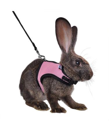 Niteangel Adjustable Soft Harness with Elastic Leash for Rabbit (M Pink) Medium Pink