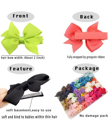 50 Pcs Tiny Baby Hair Clips - Alligator Clips Hair Bows for Girls in 25 Pairs - Hair Barrettes for Infants and Toddlers - Assorted Colors - Buy Online on SooperMarket.com