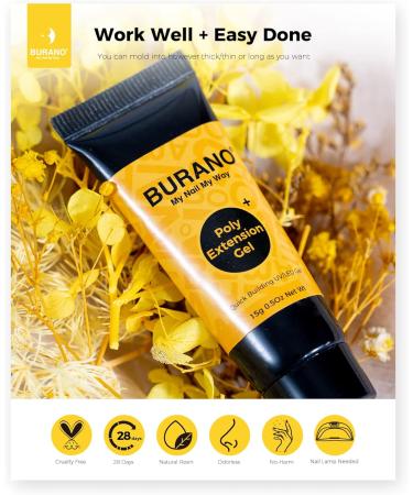 BURANO Poly Extension Gel Nail Kit - 6 Colors Builder Set for DIY Nail Art - Green Poly Nail Gel Kit for Beginners & Professionals - Buy Online on SooperMarket.com