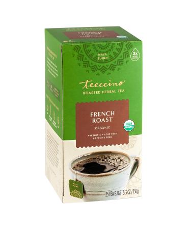 Teeccino Organic Roasted Herbal Tea French Roast Caffeine Free 25 Tea Bags 5.3 oz (150 g)