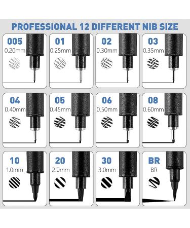 YISAN Black Drawing Pens Set - 12 Art Fineliner Ink Micro-Pens for Sketching & Technical Drawing - Buy Online on SooperMarket.com