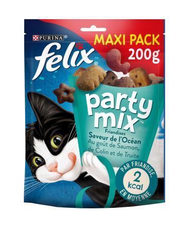 Felix Party Mix |Adults |Catsnacks |Ocean salmon colion and trout |5 pack (5 x 200 g) salmon color and trout 200 g (5 Pack)