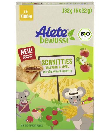 Alete Organic Schnitties Whole Grain And Apple 6 x 22 g