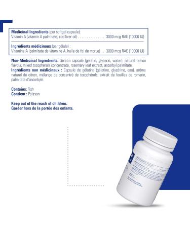 Pure Encapsulations Vitamin A - 3 000 mcg - From Cod Liver Oil - Immune & Vision Support - Vitamin A Palmitate Supplement - Non-GMO - 120 Softgel Capsules - Buy Online on SooperMarket.com