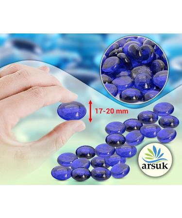 Arsuk Glassenic Deko Blue - Flat Stones for Decoration 0.955 kg - Perfect for Party Tables Vases Aquariums & Weddings - Buy Online on SooperMarket.com