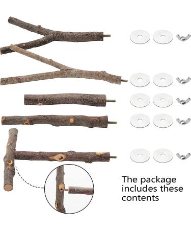 5PCS Natural Wood Bird Perches for Parrot - Wooden Stand Branches for Small Birds - Cage Accessories for Parakeet, Budgies, Cockatiels, Conure, Lovebirds - Buy Online on SooperMarket.com