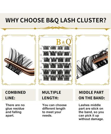 Cluster Lashes D Curl 14mm 72 Clusters B&Q - Volume Eyelash Clusters for DIY Lash Extensions - Soft Wispy Cluster Eyelash Extensions at Home - Buy Online on SooperMarket.com