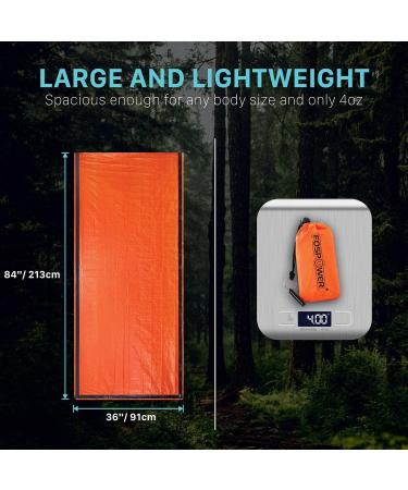 FosPower Emergency Sleeping Bag - Waterproof Survival Shelter Tent & Thermal Blanket with Whistle | Bivvy Bag for Camping, Hiking & Outdoors - Buy Online on SooperMarket.com