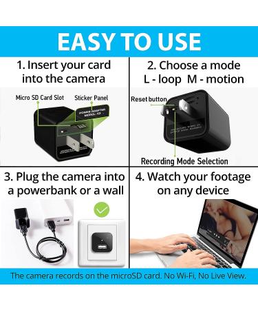 Spy Camera Charger - Premium HD 1080P Mini Hidden Camera - USB Nanny Cam - Surveillance Camera for Spying - Buy Online on SooperMarket.com