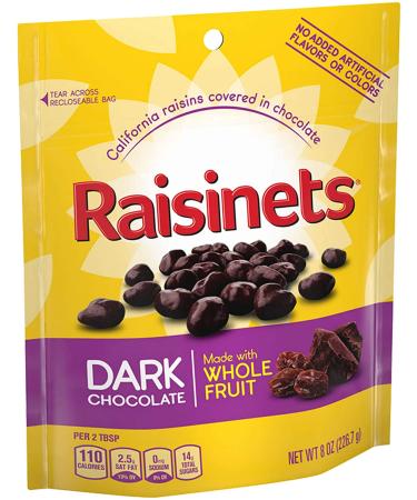 Raisinets Dark Chocolate Covered California Raisins 8 oz Reclosable Bag - 8 Pack for Halloween Candy - Buy Online on SooperMarket.com